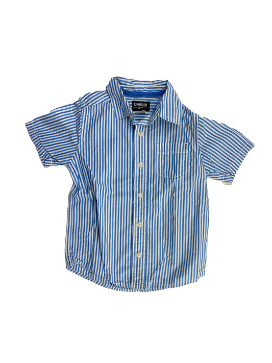 OshKosh Blue Striped Short Sleeve Button-Up 5T
