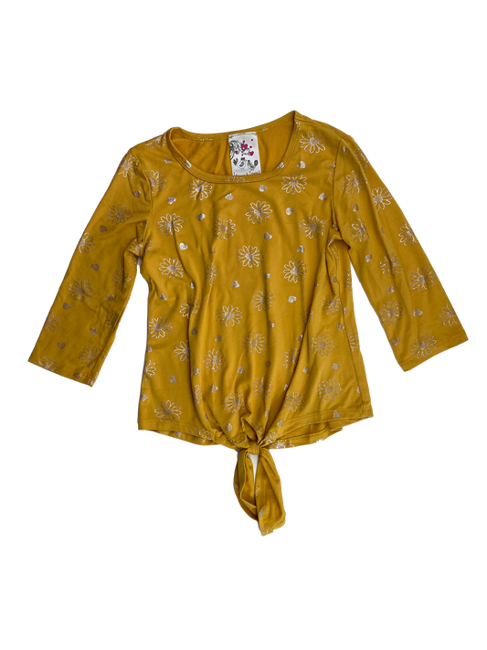 Jenna & Jessie Yellow Long Sleeve with Silver Daisies 7
