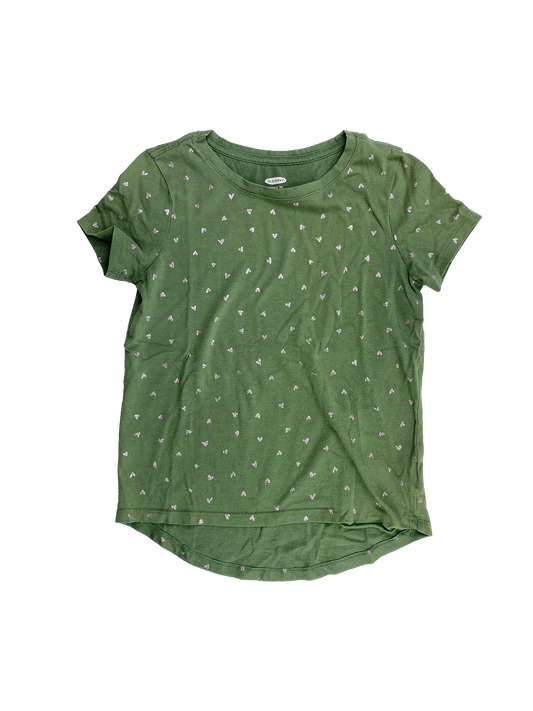 Old Navy Green T-Shirt with Hearts 6-7