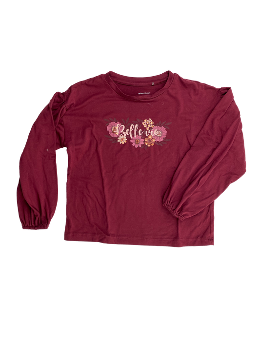 Bluemind Burgundy Long Sleeve Shirt with Flowers 6