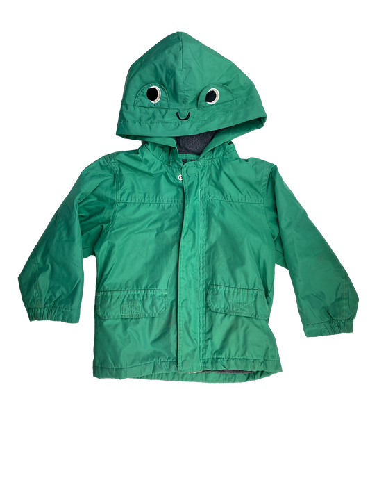 ❗️Small Hole: Carter's Green Fleece Lined Rain Jacket 3T