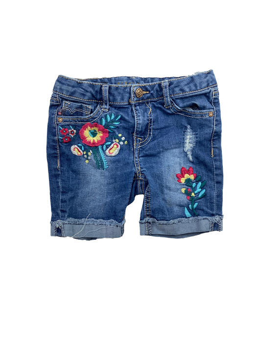 ❗️Small Stain: Distressed Jean Shorts with Embroidered Flowers 6