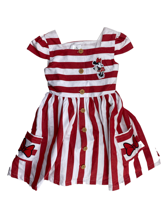 Disney Red & White Striped Dress with Minnie Mouse 5-6
