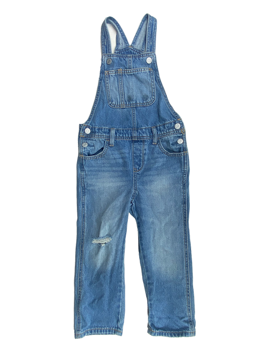 ❗️Small Stain: Old Navy Light Wash Distressed Overalls 5