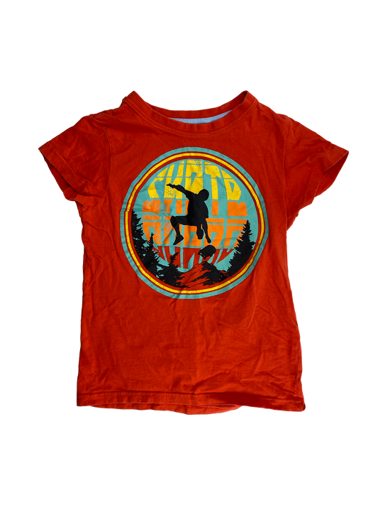 Monkey Bars Orange T-Shirt with Skate Boarder 6X