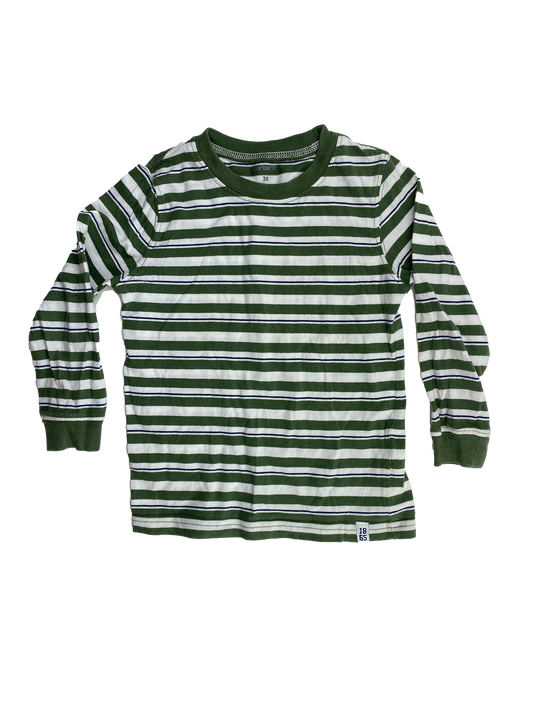 Carter's Green & White Striped Long Sleeve Shirt 3T