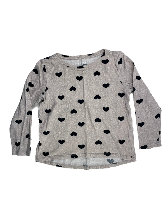 ❗️Stain: Old Navy Beige Long Sleeve Shirt with Black Dots 6-7