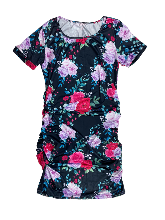 Black Maternity Dress with Flowers M