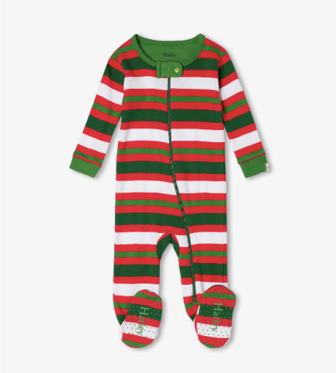 Hatley Candy Cane Stripes Footed Sleeper 6-9M