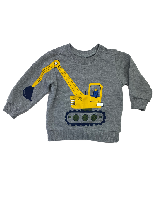 Carter's Grey Pull-Over Sweater with Excavator 12M