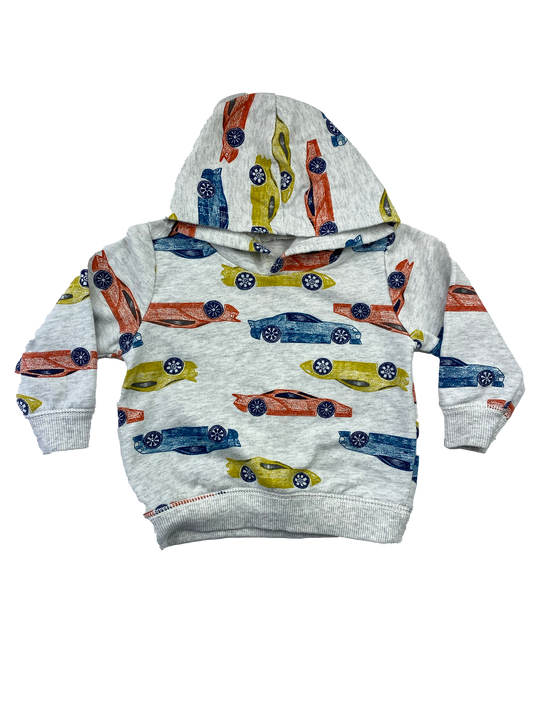 Carter's Grey Pull-Over Hoodie with Cars 12M