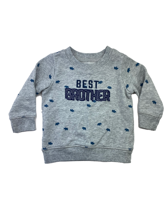 Child of Mine Grey Pull-Over Sweater with "Best Brother" 6-9M
