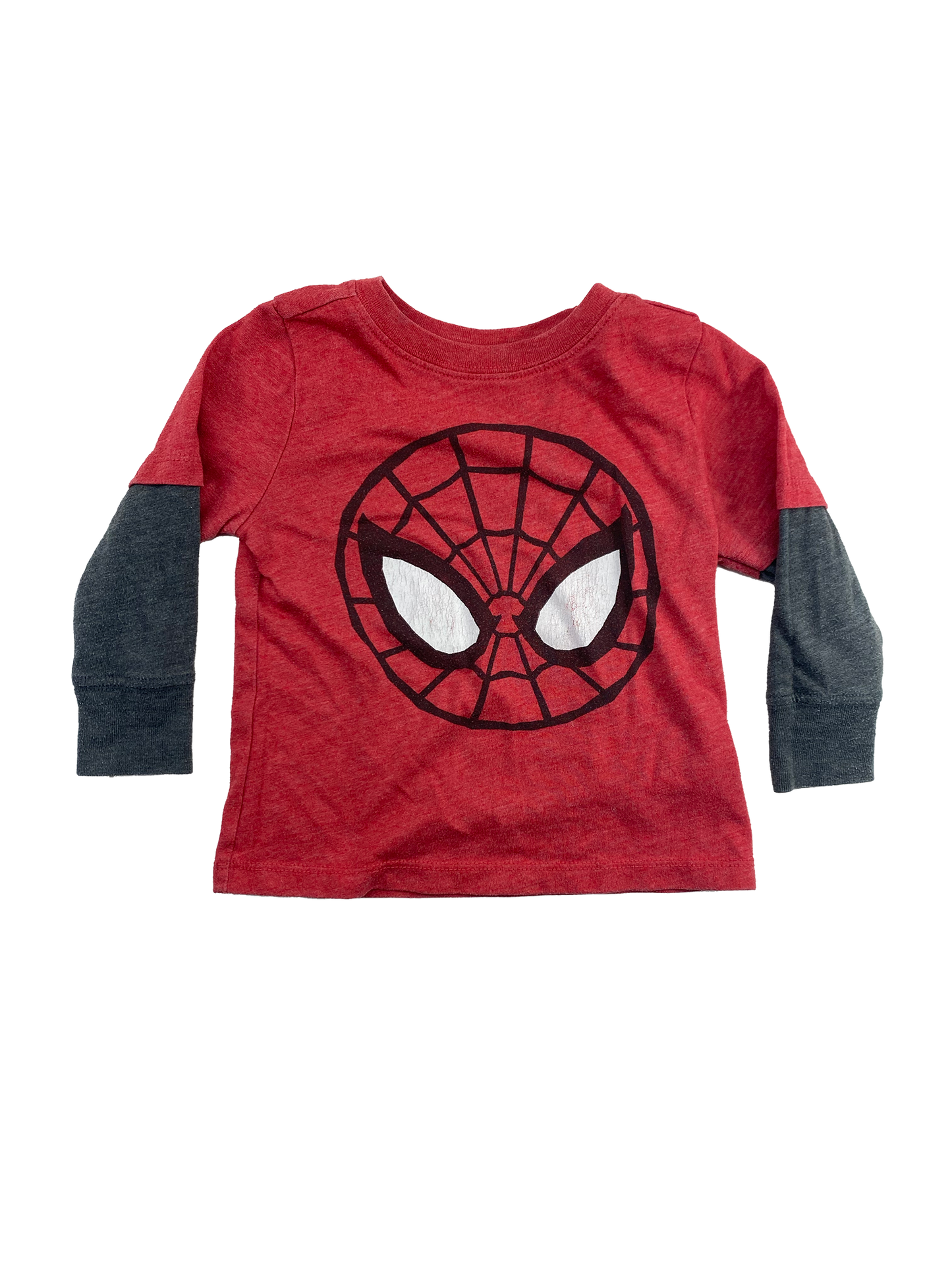 Old Navy Red Long Sleeve Shirt with Spiderman Face 12-18M