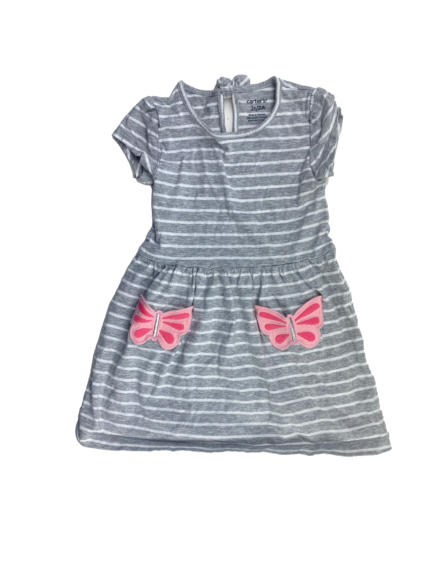 Carter's Grey Dress with Butterfly Pockets 2T