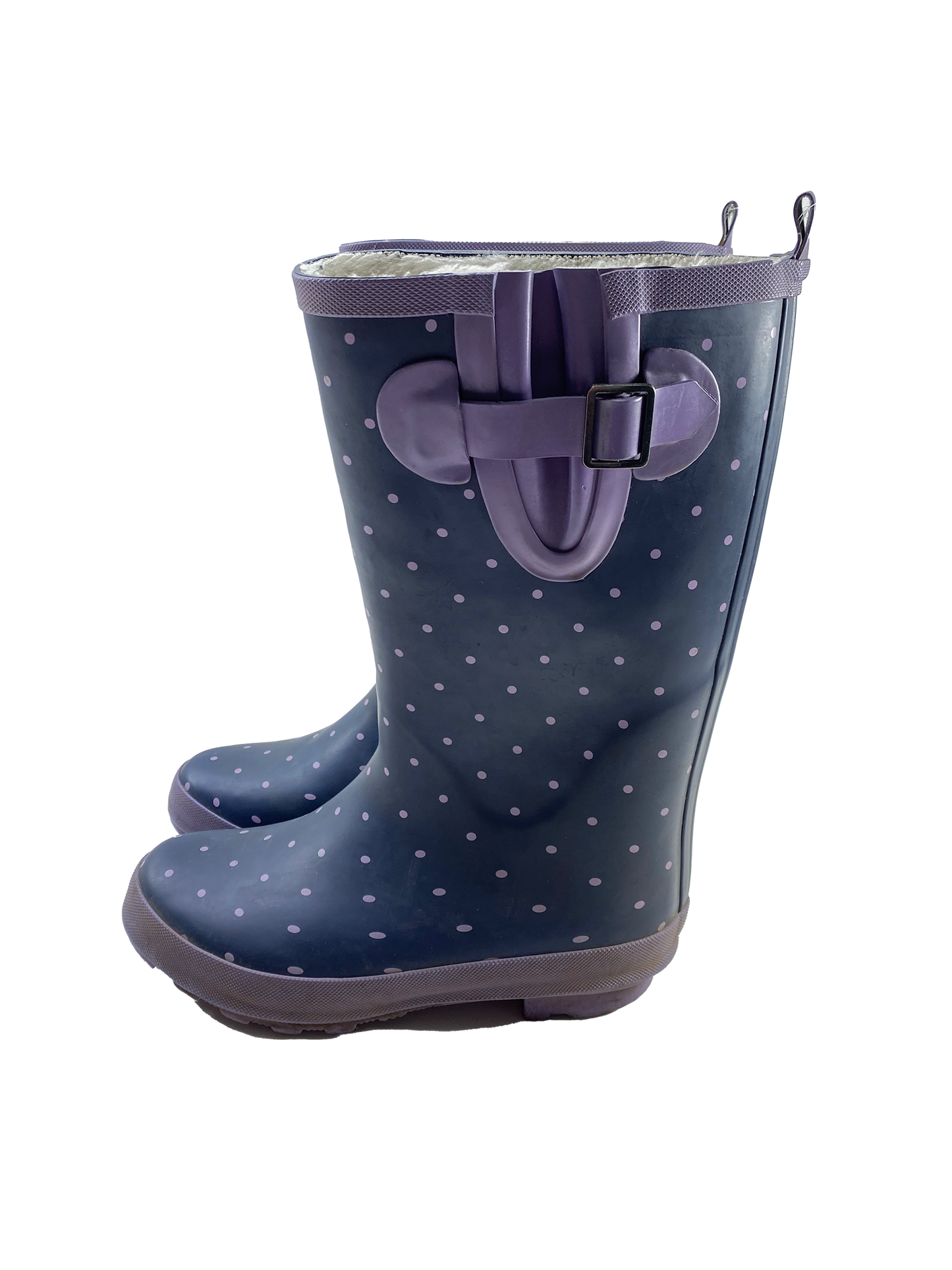 Navy & Purple Rubber Boots 4Y