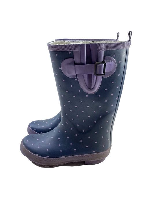 Navy & Purple Rubber Boots 4Y