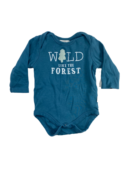 Rabbit Bear Blue Onesie "Wild Like Forest" 6-9M