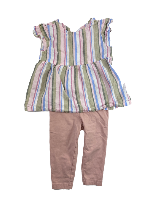 Carter's 2-Piece Set Striped Shirt & Pink Leggings 12M