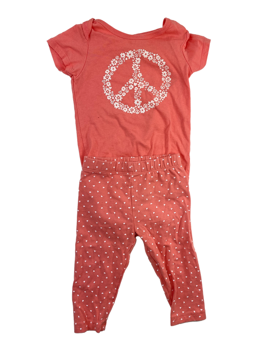 George Orange 2-Piece Set Onesie & Leggings 6-12M