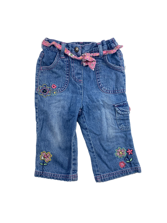 George Medium Wash Jeans with Flowers 12M