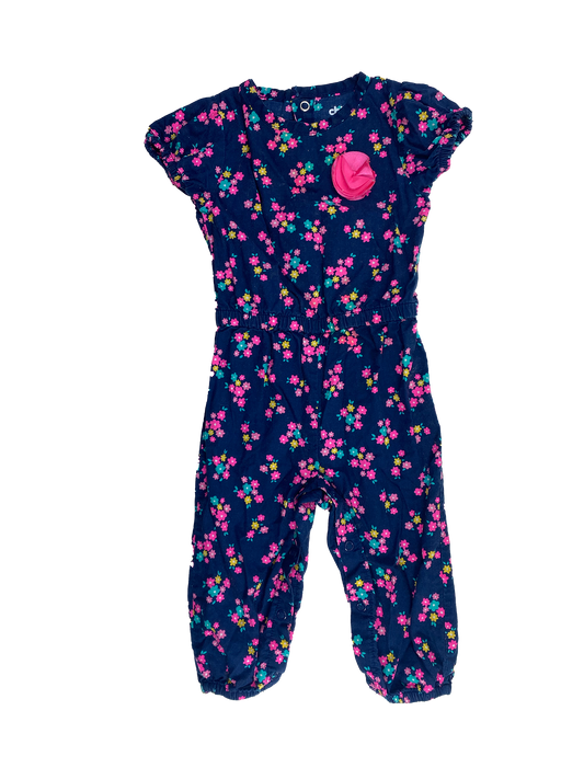 Child of Mine Navy Jumpsuit with Flowers 6-9M