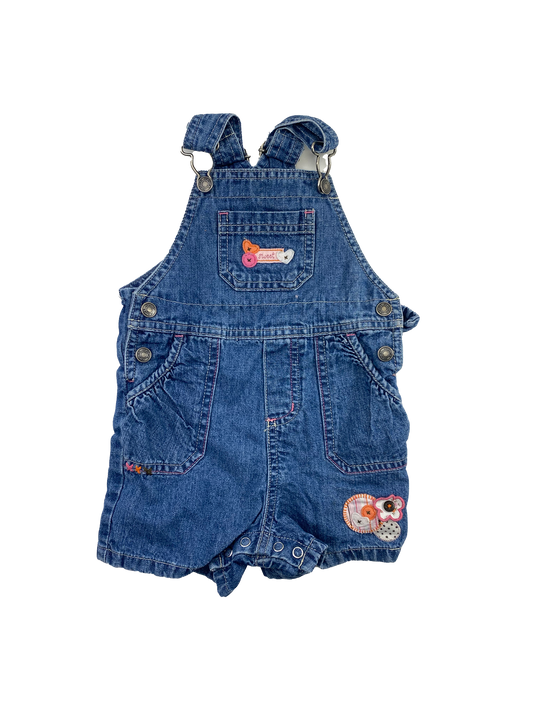 Carter's Dark Wash Shortalls with Flowers 9M