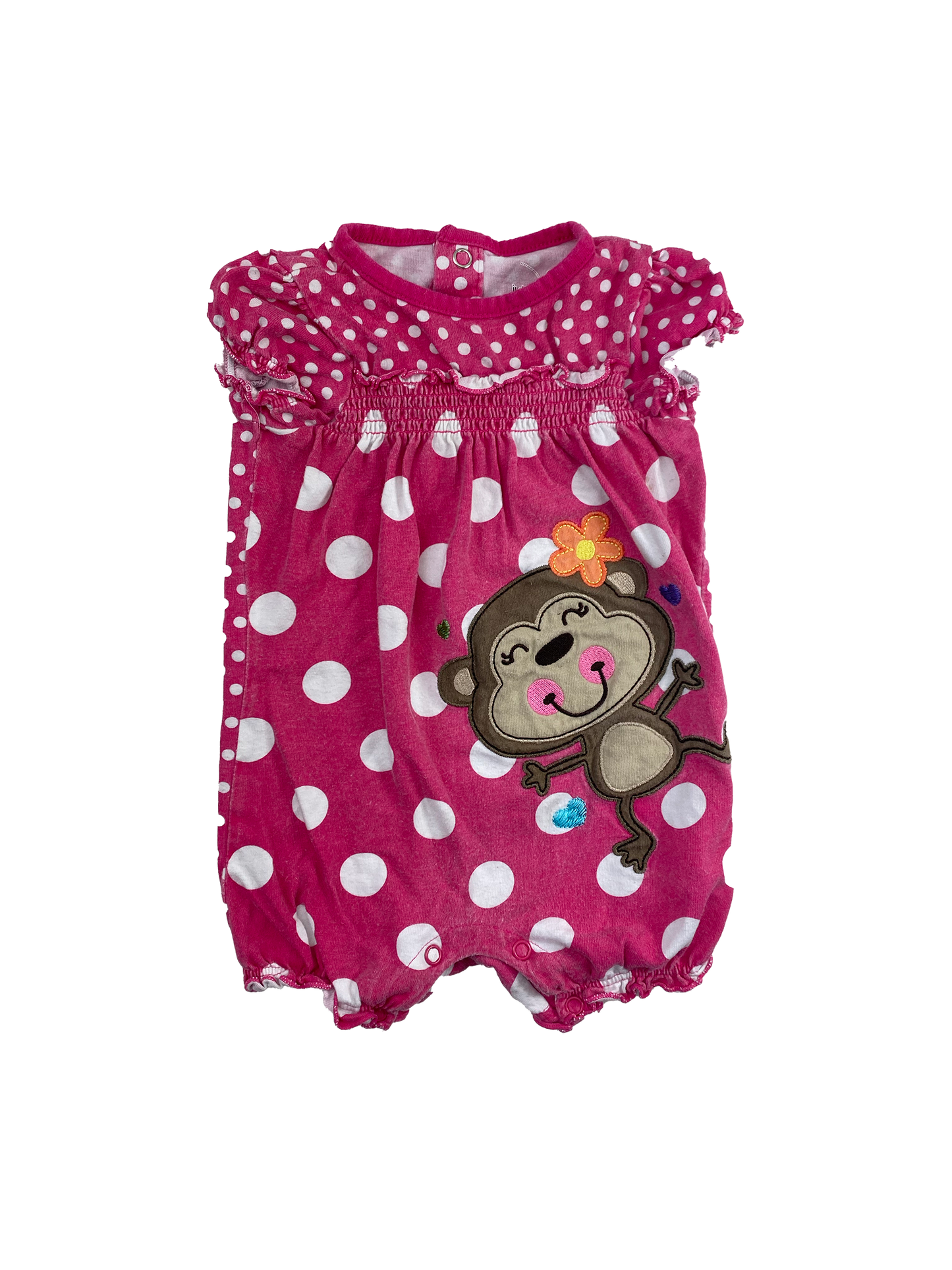 Jumping Beans Pink Romper with Monkey 9M