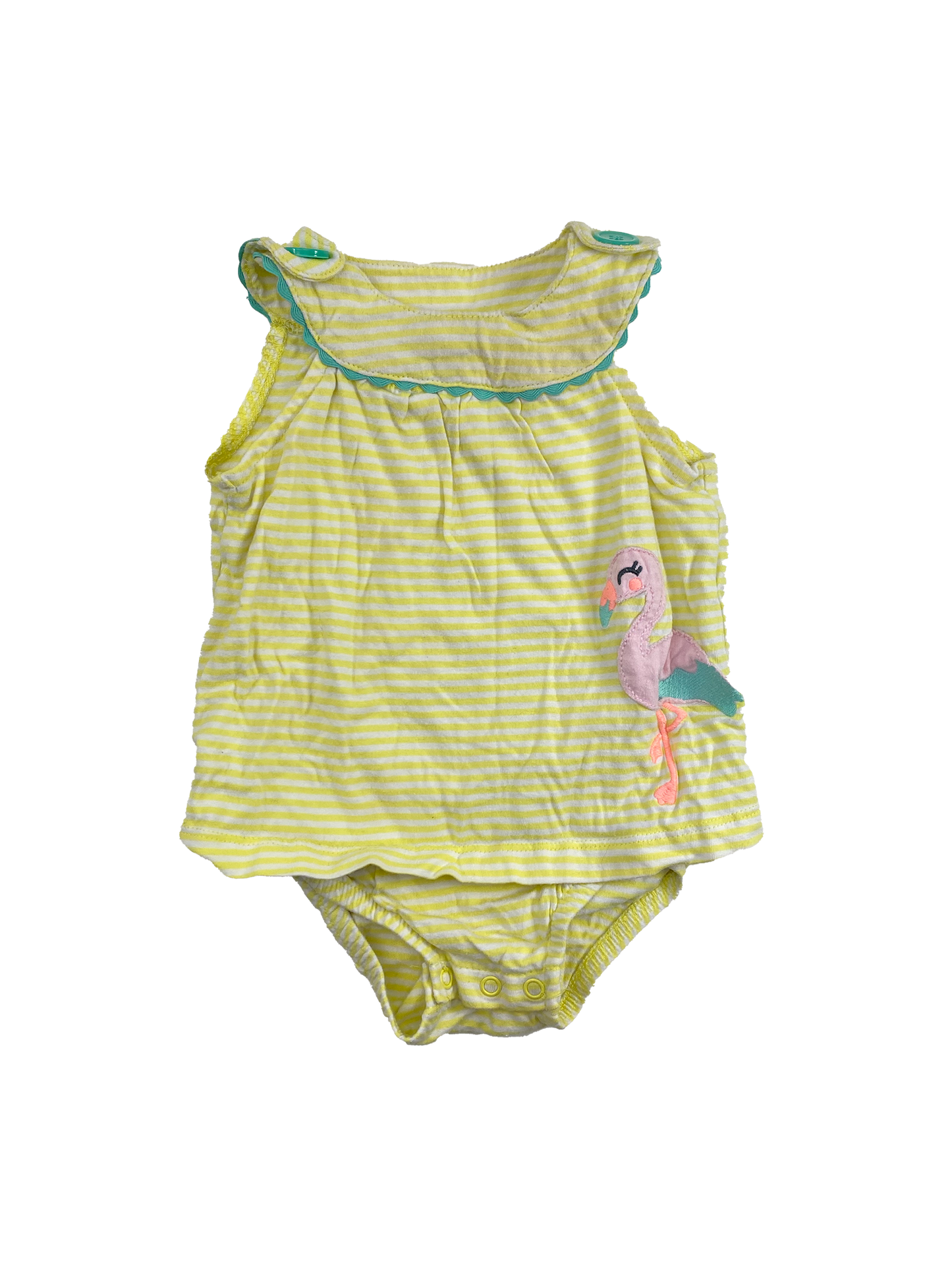 Carter's Yellow Bodysuit Dress with Flamingo 9M