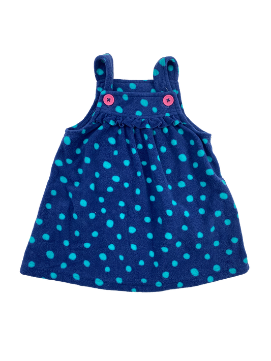 Carter's Navy Fleece Dress with Turquoise Dots 9M