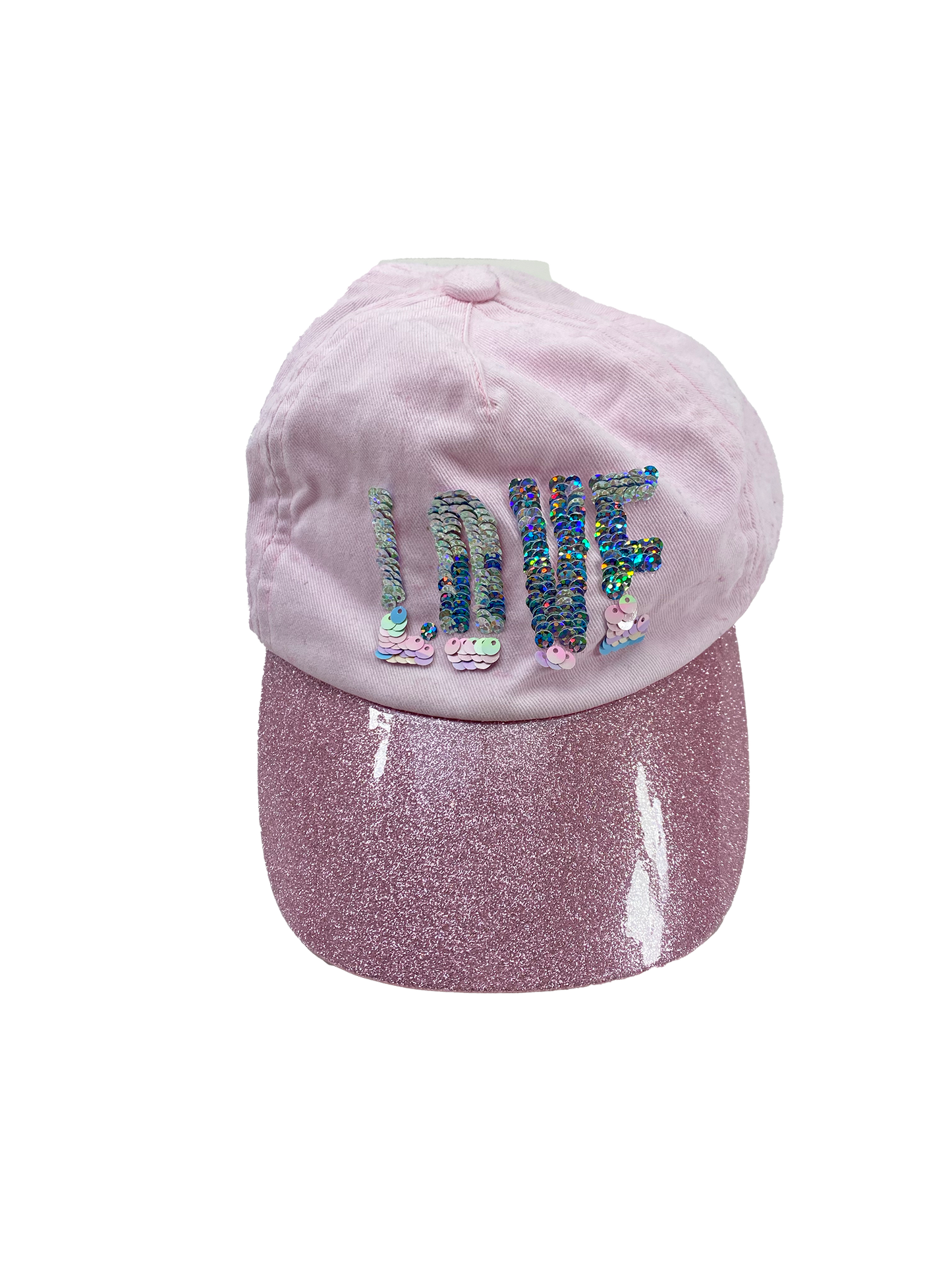 Joe Fresh Pink Baseball Hat with Sequin "LOVE" 6-8