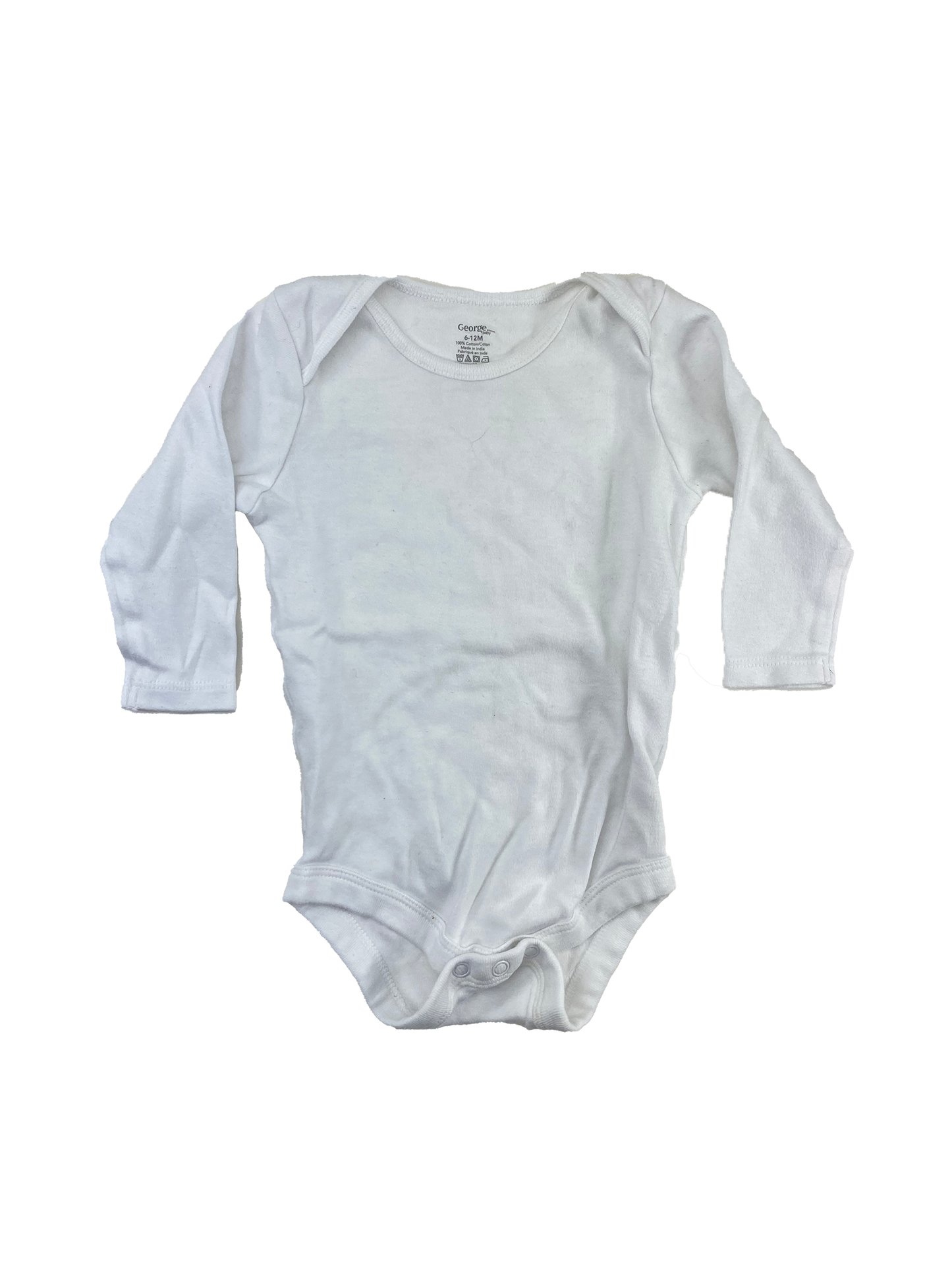 George White Long Sleeve Onesie 6-12M