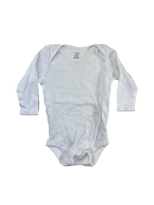 George White Long Sleeve Onesie 6-12M