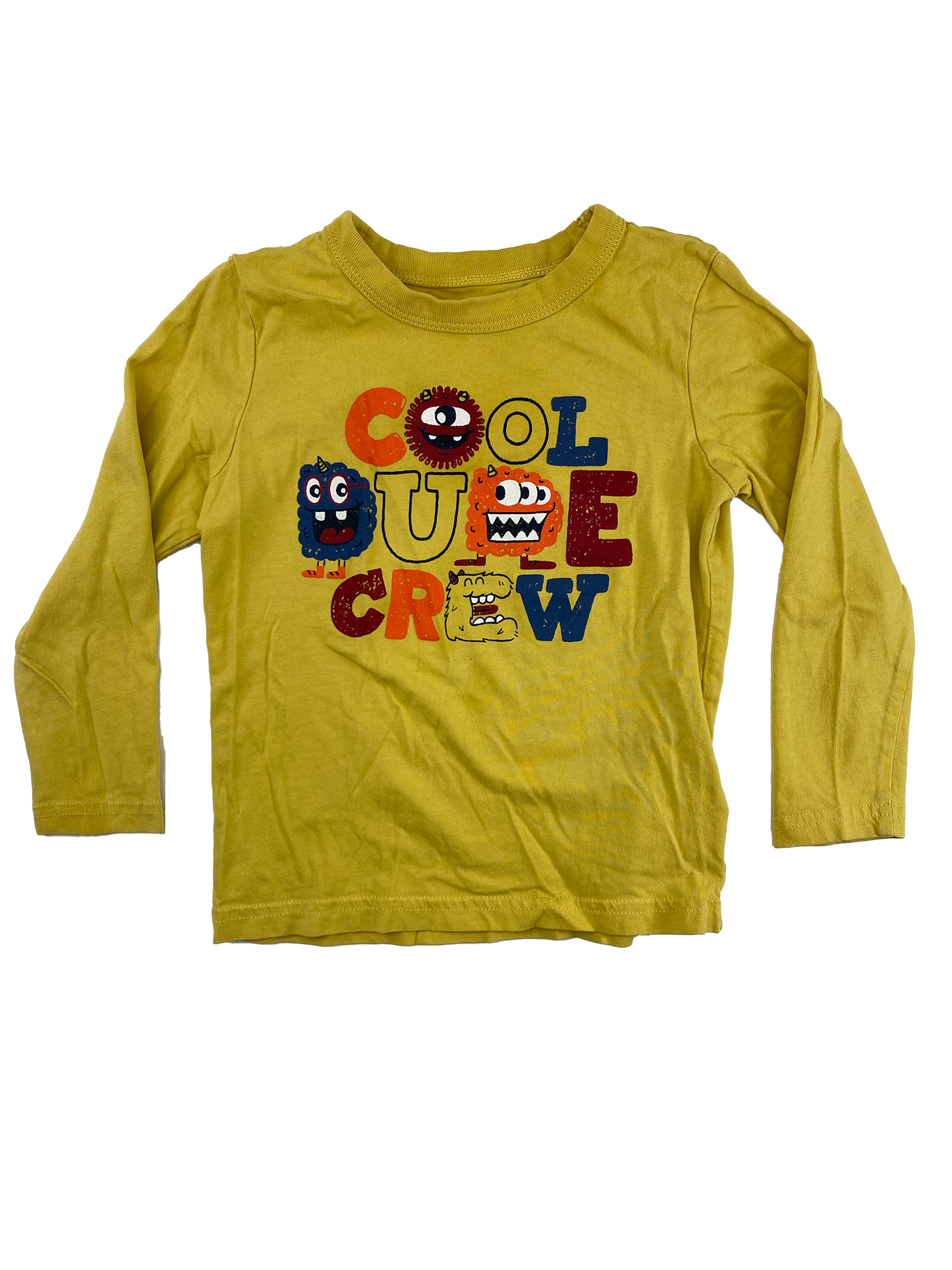 Joe Fresh Yellow Long Sleeve Shirt with "Cool Dude Crew: 4T