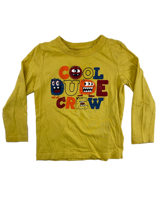 Joe Fresh Yellow Long Sleeve Shirt with "Cool Dude Crew: 4T