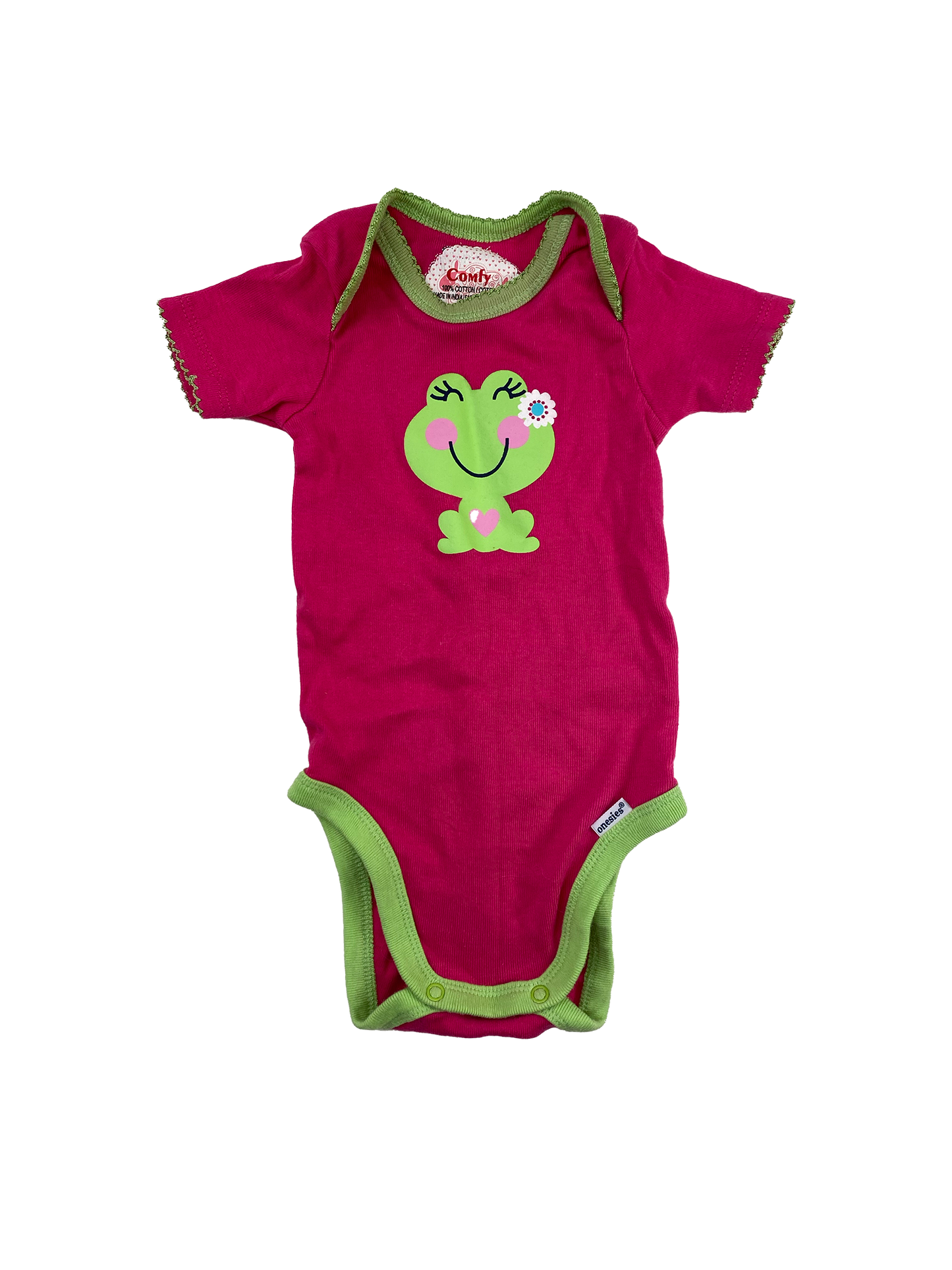 Comfy Pink Onesie with Frog 0-3M