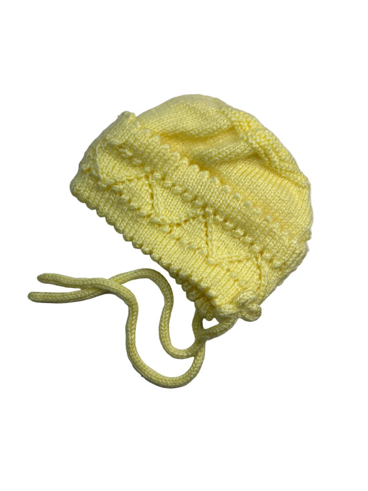 Hand knit Bonnet 3-6M