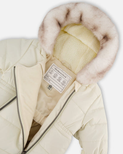 One-Piece Baby Layette Snowsuit Designed For Car Seat White Asparagus