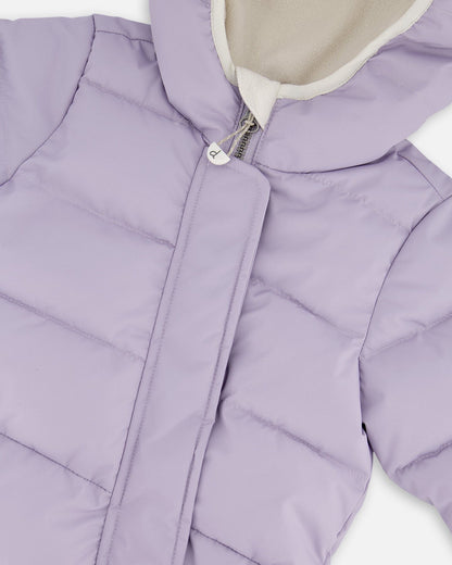 One-Piece Baby Cloud Compressible Snowsuit Designed For Car Seat Purple Gray