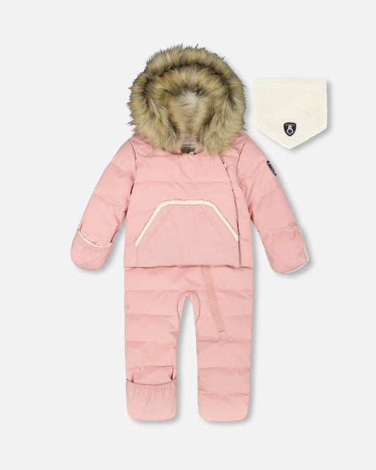 One-Piece Baby Snug Snowsuit Designed For Car Seat Pink