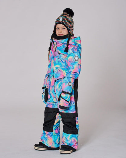 One-Piece Play Snowsuit Rainbow Heart Print