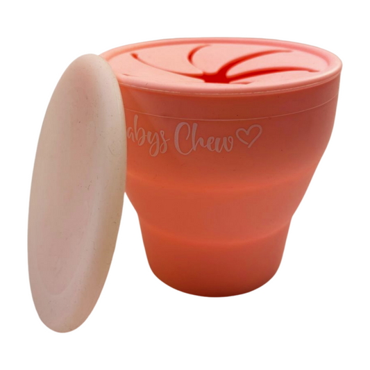 Baby's Chew Collapsable Silicone Snack Cup in Pink