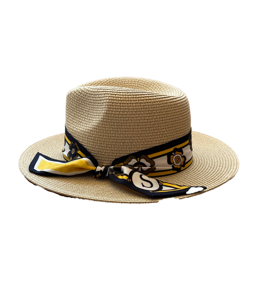 Straw Hat with Yellow, Black & Brown Band 10-12