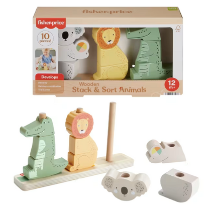 Fisher-Price Wooden Stack & Sort Animals 12M+