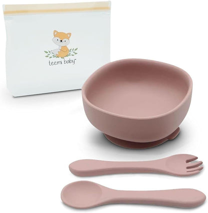 teemi baby Silicone Bowl, Fork & Spoon Set