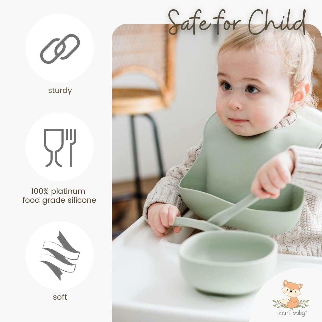 teemi baby Silicone Bowl, Fork & Spoon Set