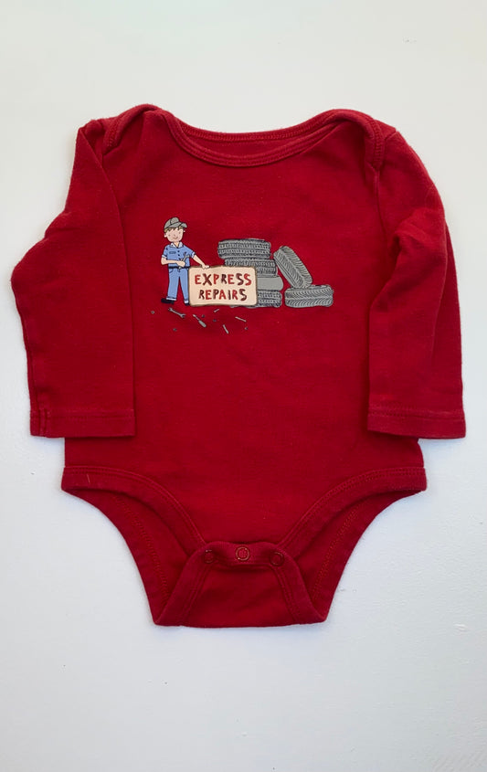 Joe Fresh Red Long Sleeve Onesie 3-6M