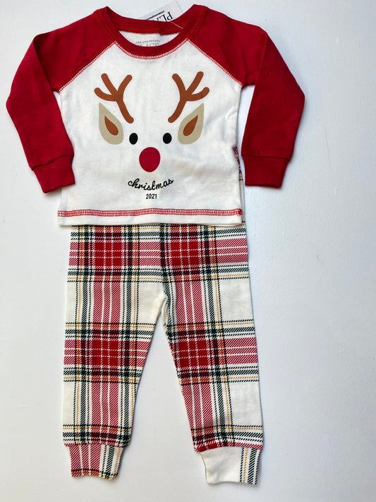 The Children’s Place Christmas PJ Set with Reindeer "2021" 3-6M