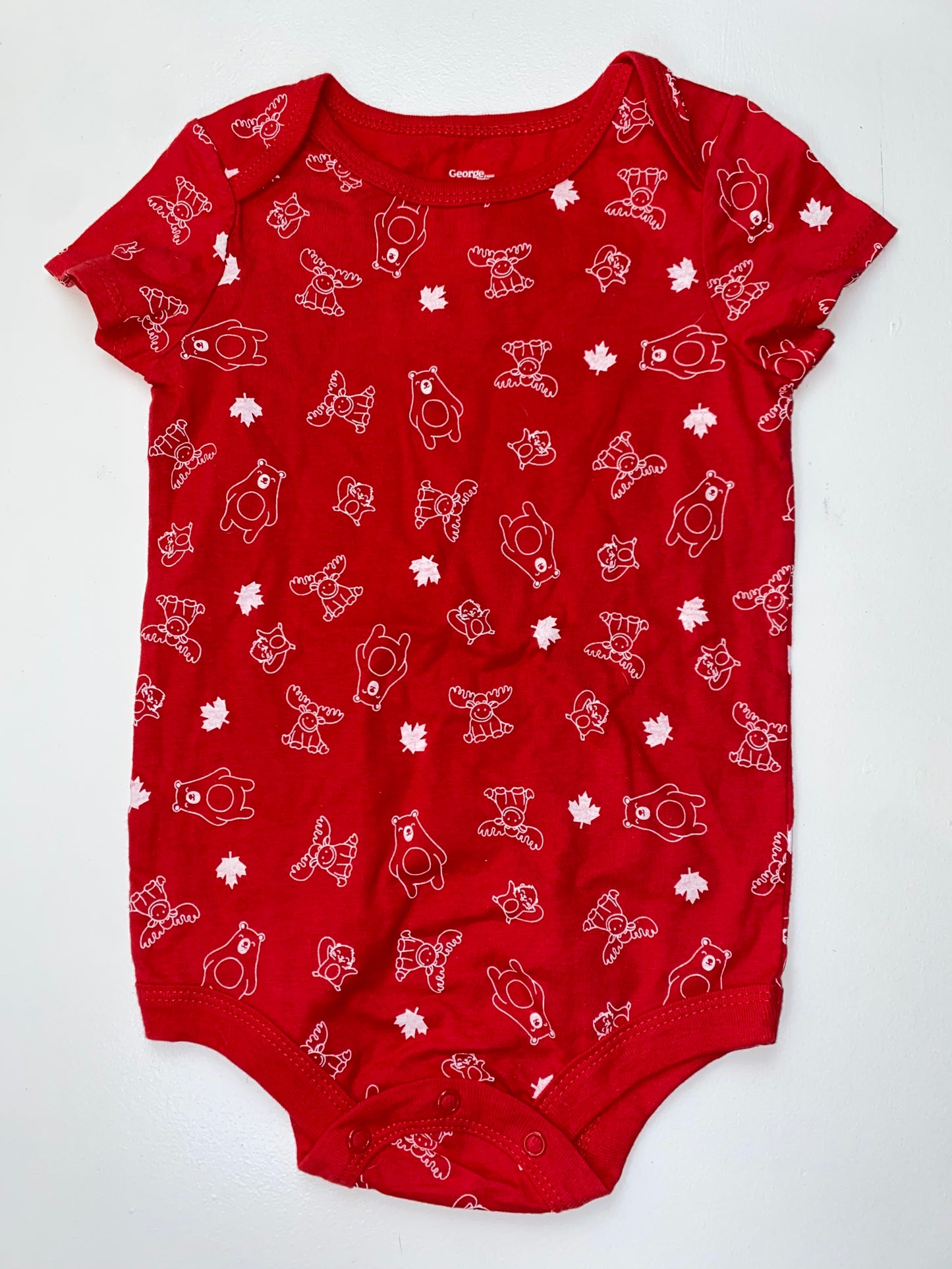 George Red Onesie with Canadian Animals 18-24M