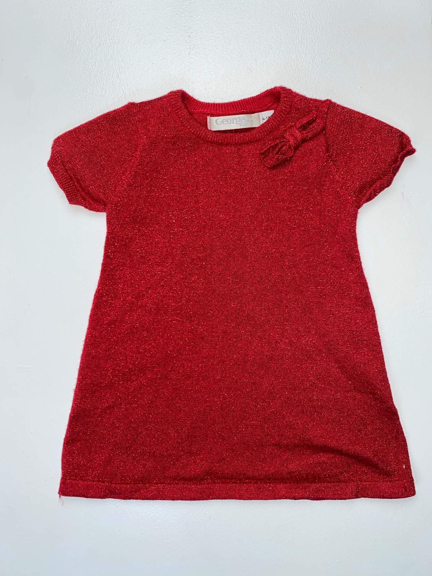 George Red Dress With Bow 6-12M
