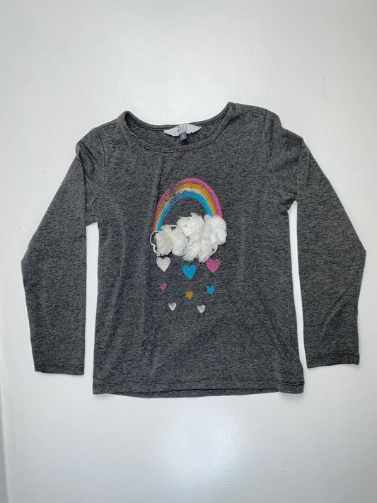 Miss K Grey Long Sleeve Shirt with Rainbow + Cloud 5